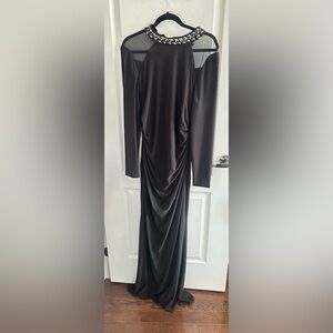 Black beautiful gown with beaded neckline only worn once, in perfect condition